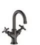 AXOR-HG-AXOR-Montreux-2-Griff-Waschtischarmatur-160-mit-Kreuzgriffen-fuer-Handwaschbecken-mit-Zugstangen-Ablaufgarnitur-Brushed-Black-Chrome-16505340 gallery number 1